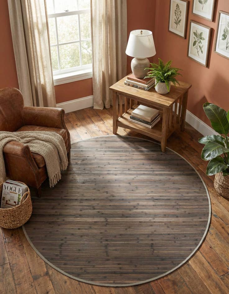 Detail image of 5' 3 x 5' 3 Bamboo Round Rug