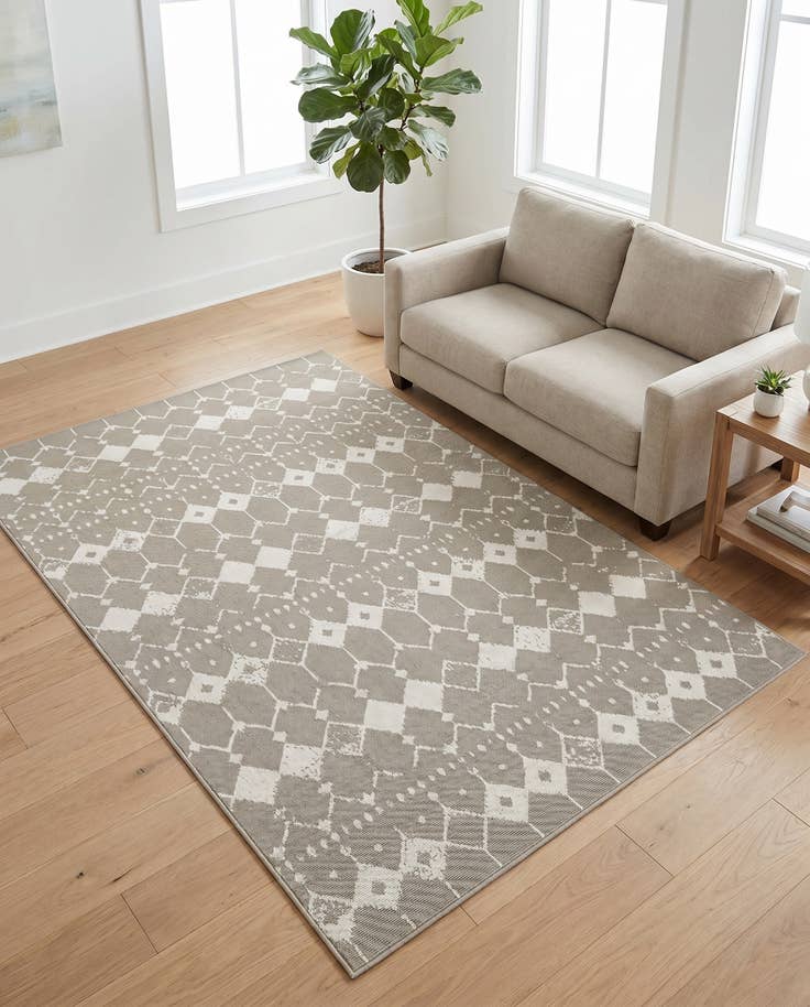 Detail image of 5' 3 x 8' Easy-Clean Trellis Indoor / Outdoor Rug
