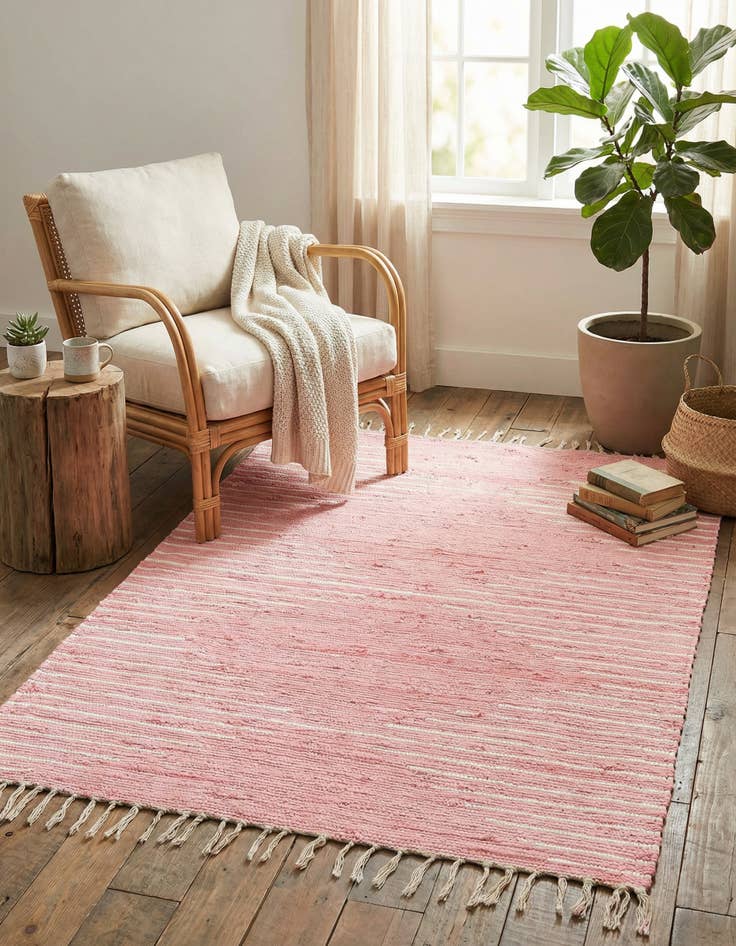 Detail image of 4' 1 x 6' 1 Hand Woven Chindi Cotton Rug