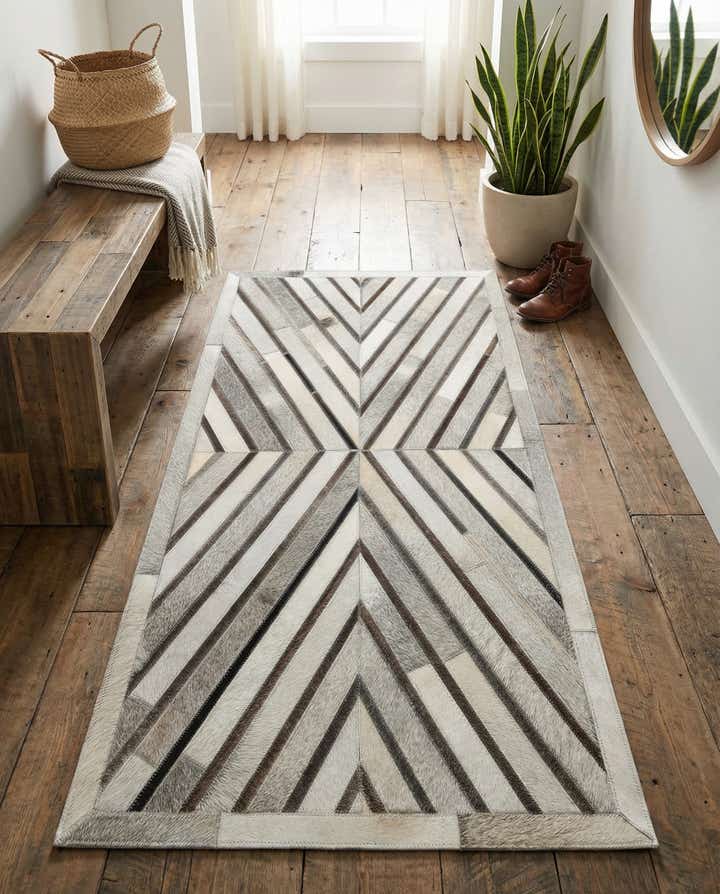 2' 2 x 4' 1 Cowhide Leather Runner Rug