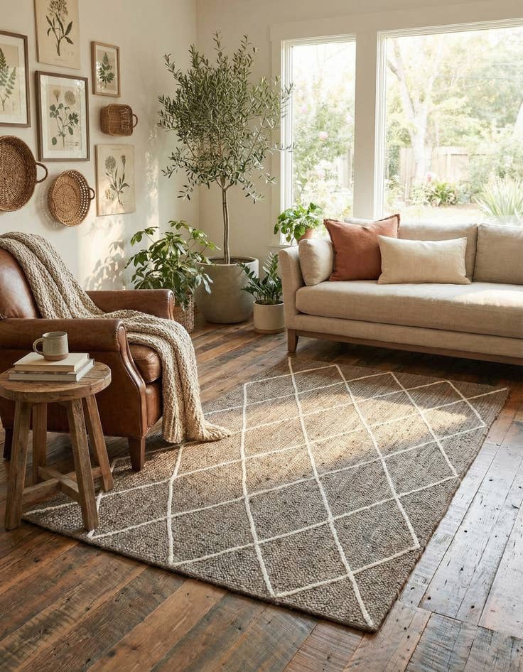 Detail image of 5' 1 x 8' Handmade Braided Jute Rug