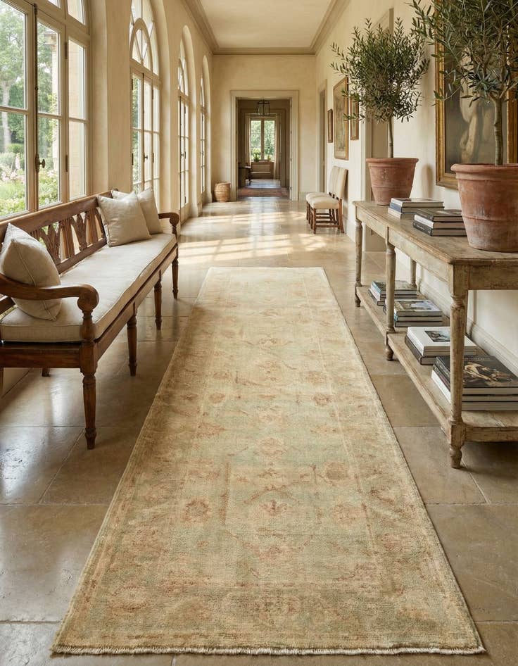 Detail image of 2' 10 x 9' 9 Hand Knotted Oushak Wool Runner Rug