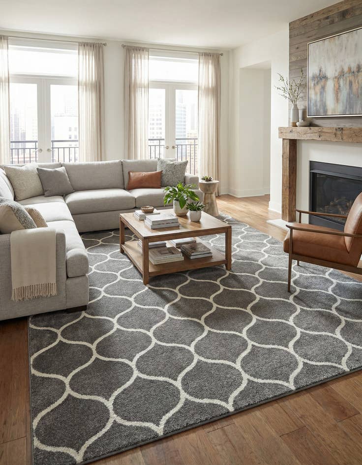 Detail image of 10' x 13' Lattice Frieze Rug