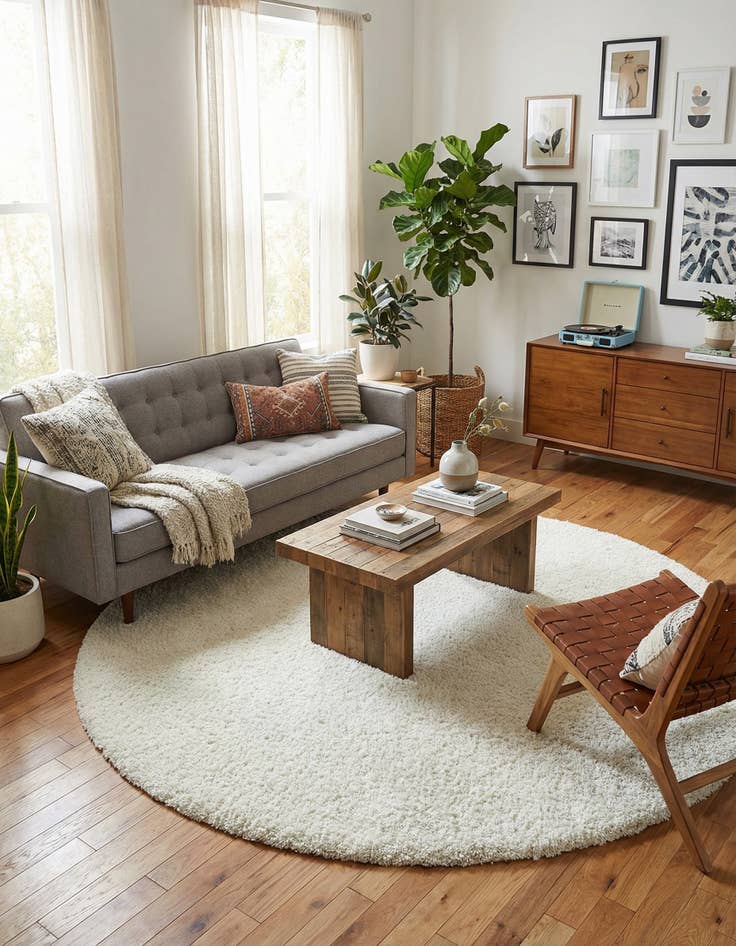 Detail image of  8' x 8' Soft Solid Shag Round Rug