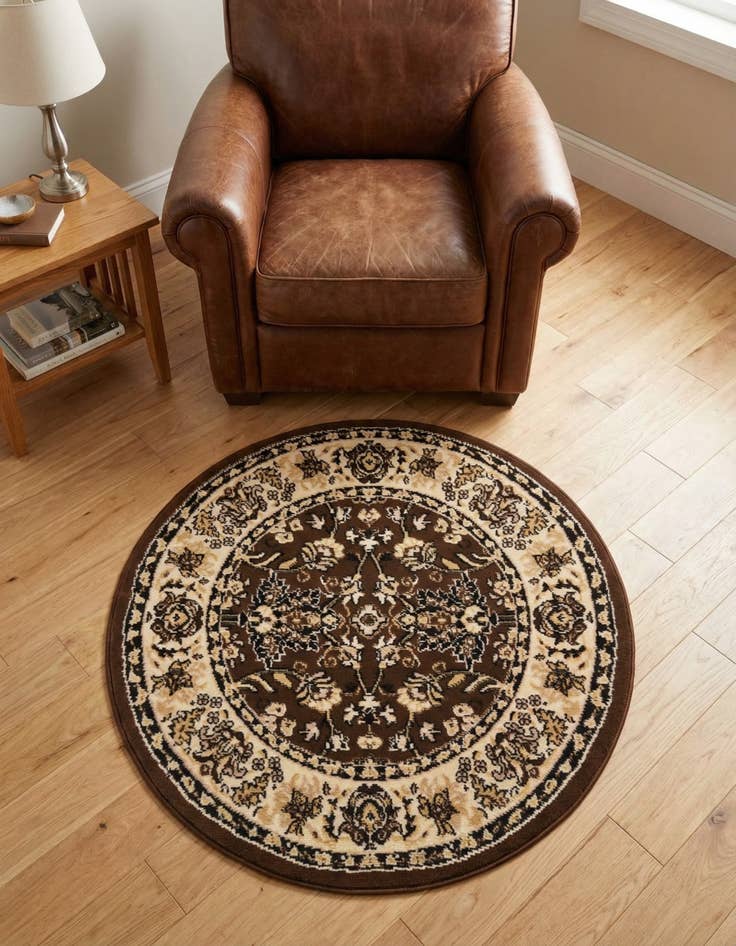 Detail image of 3' x 3' Kashan Design Round Rug