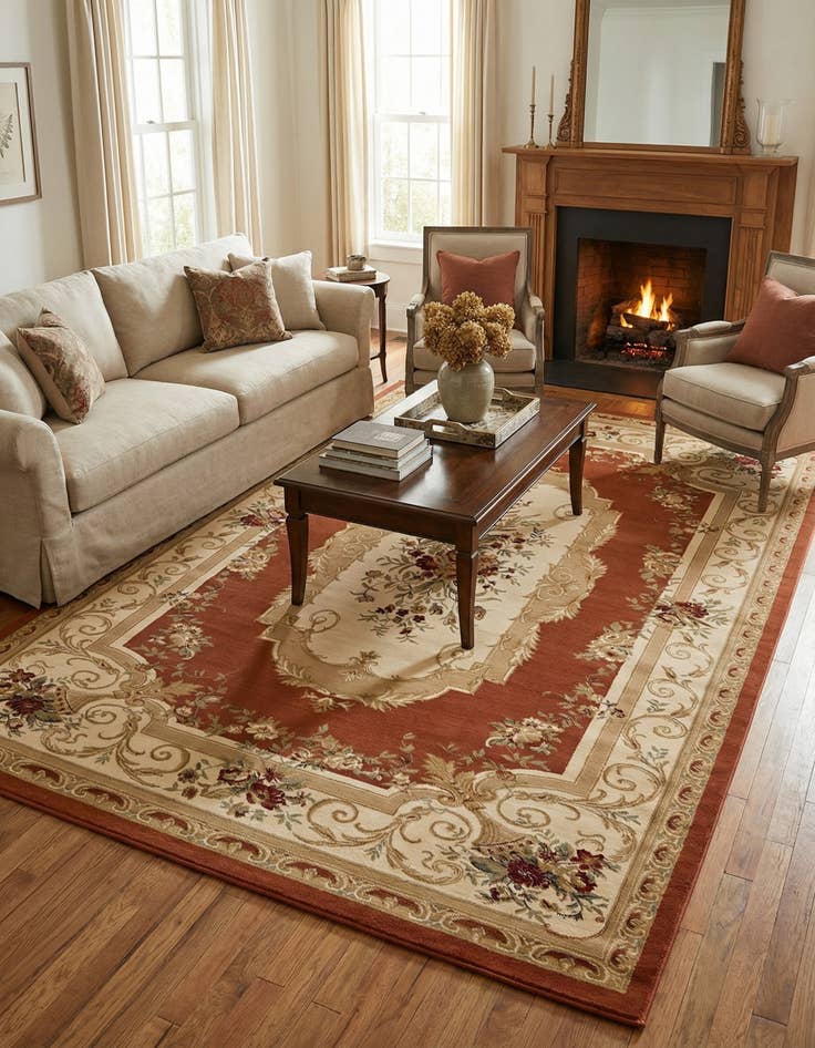 Detail image of 9' x 12' Classic Aubusson Rug