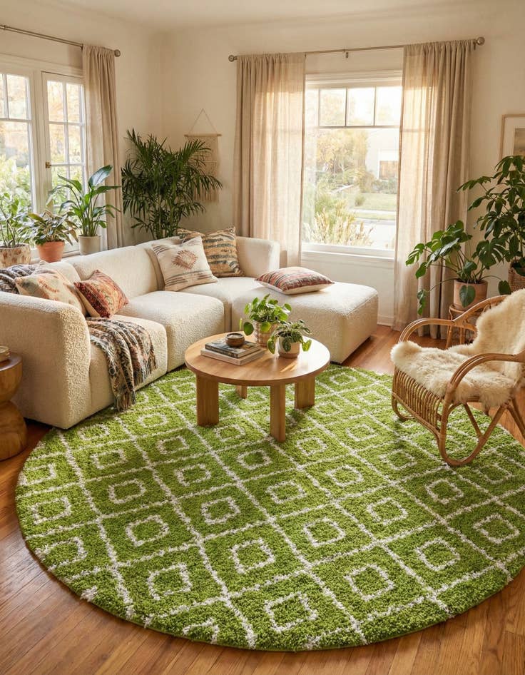 Detail image of 10' x 10' Trellis Shag Round Rug