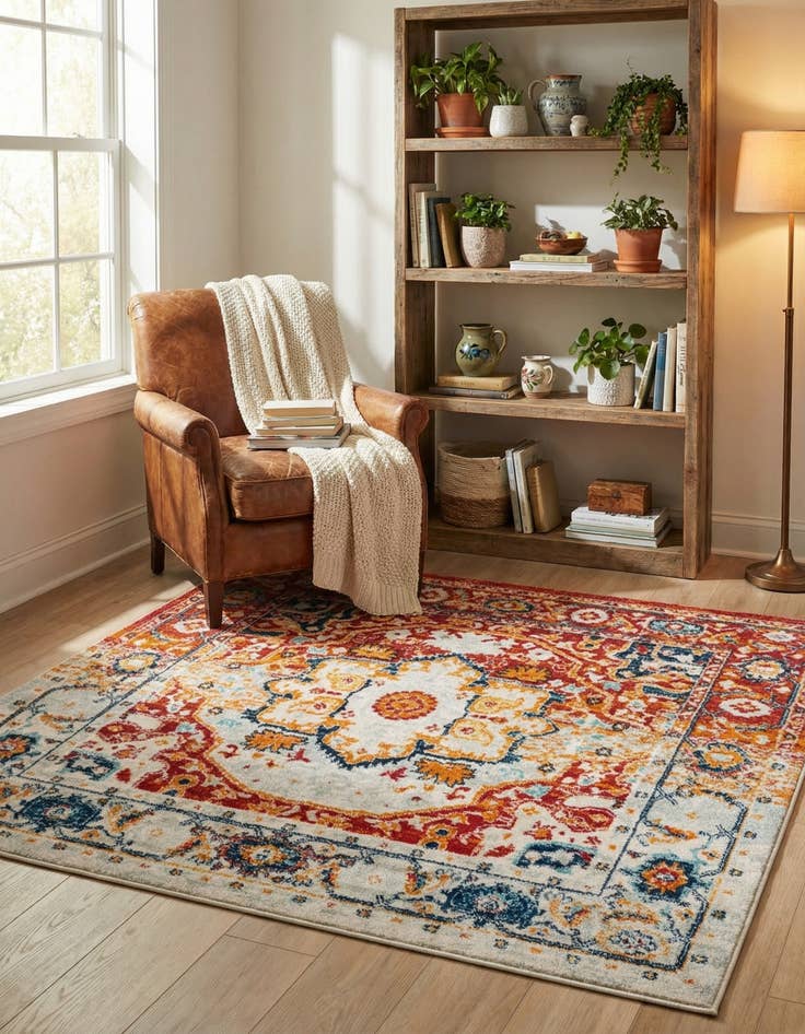 Detail image of 5' 3 x 5' 3 Madeline Vintage Square Rug