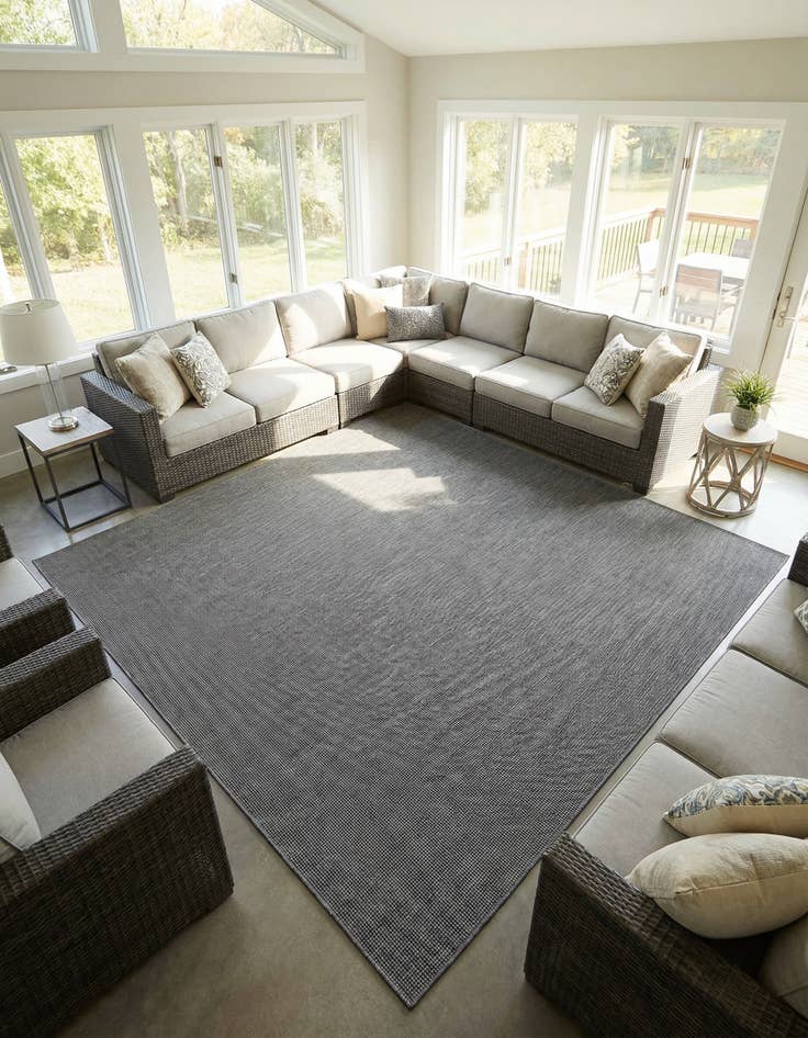 Detail image of 10' x 10'  Washable Solid Indoor / Outdoor Square Rug