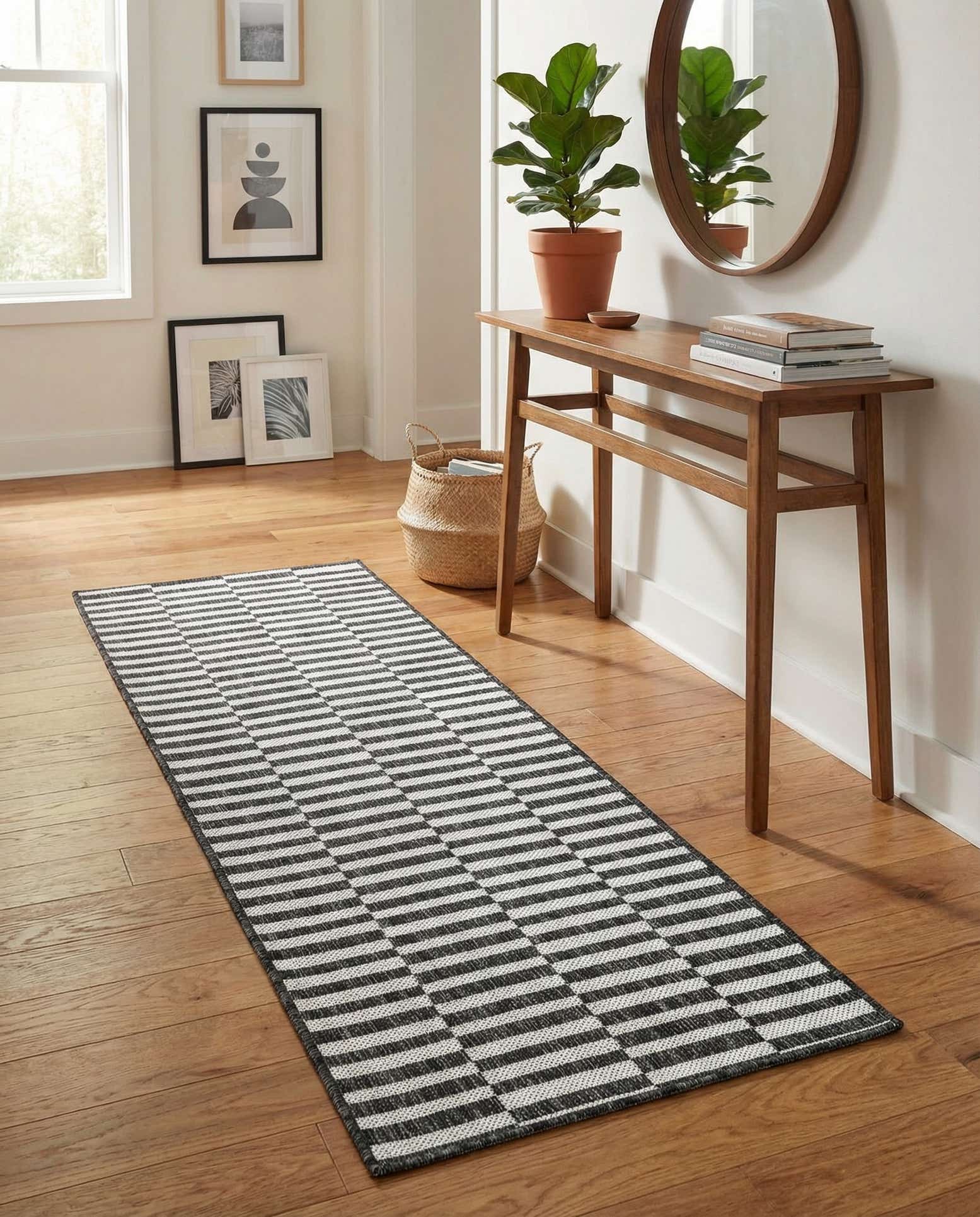 2' x 6' Easy-Clean Striped Indoor / Outdoor Runner Rug