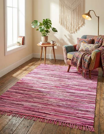 Pink Hand Woven Chindi Cotton Rug