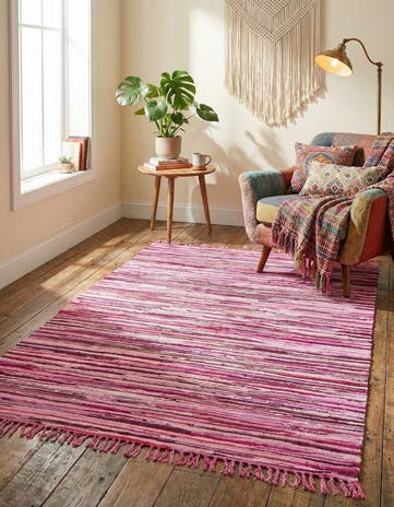 Pink Hand Woven Chindi Cotton Rug