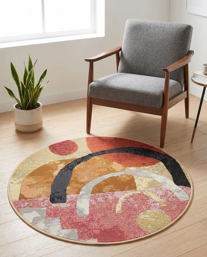3' x 3' Easy-Clean Modern Indoor / Outdoor Round Rug