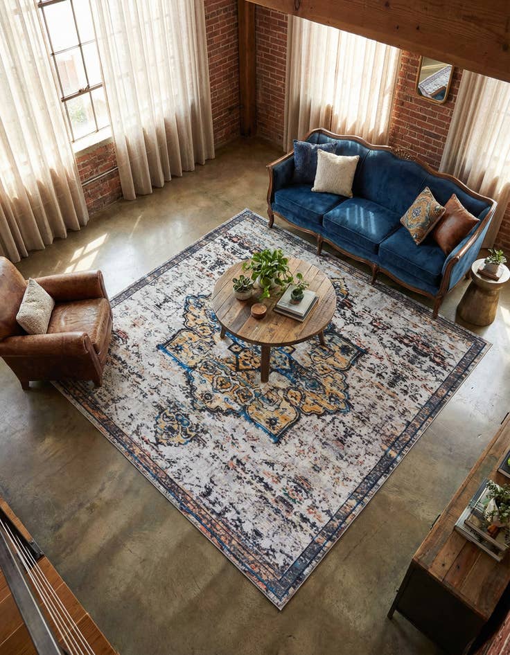 Detail image of 10' 6 x 10' 6  Washable Renaissance Square Rug