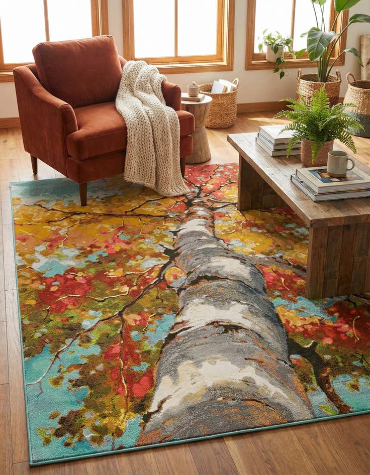 Detail image of 7' 10 x 10'  Washable Botanical Indoor / Outdoor Rug