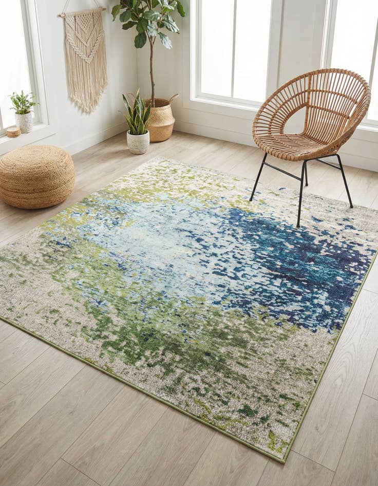 Detail image of 6' x 6'  Washable Casablanca Square Rug