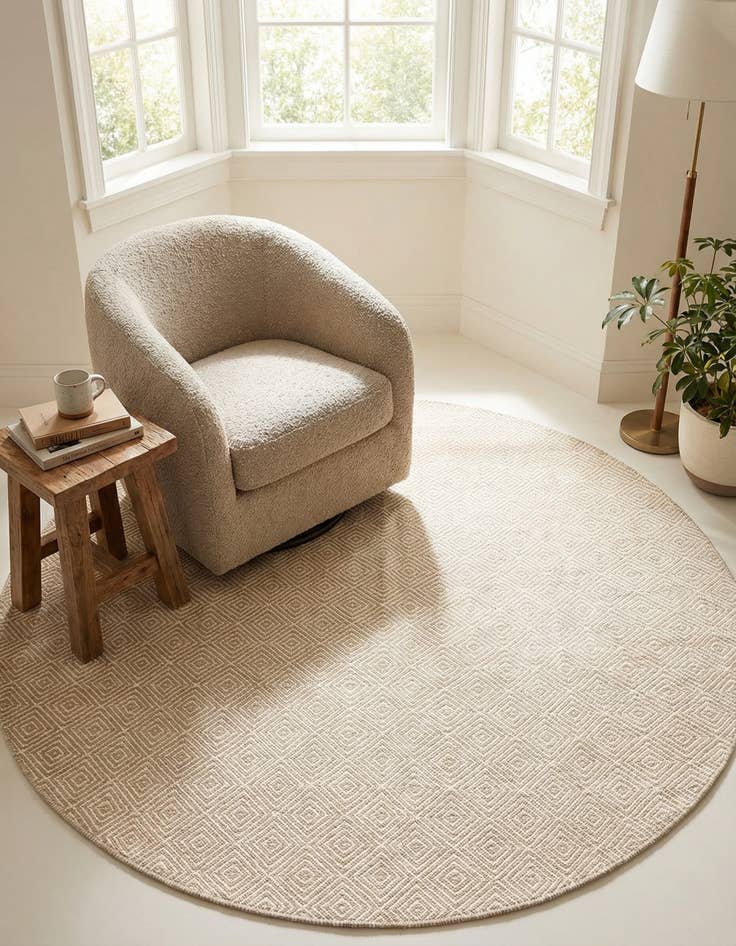 Detail image of 6' 1 x 6' 1  Hand Woven Geo Trellis Flatweave Round Rug