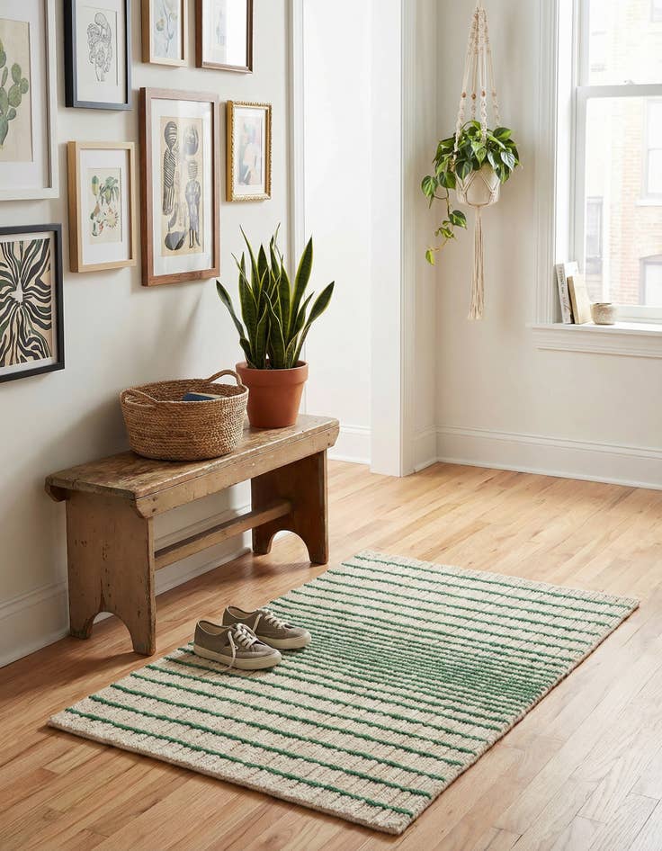 Detail image of 2' 2 x 3' 2 Hand Woven Hand Woven Chindi Cotton Wool Rug