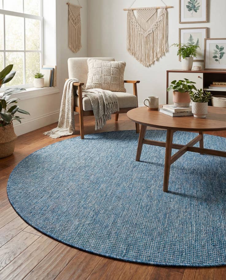 Detail image of 5' 3 x 5' 3 Easy-Clean Solid Indoor / Outdoor Round Rug