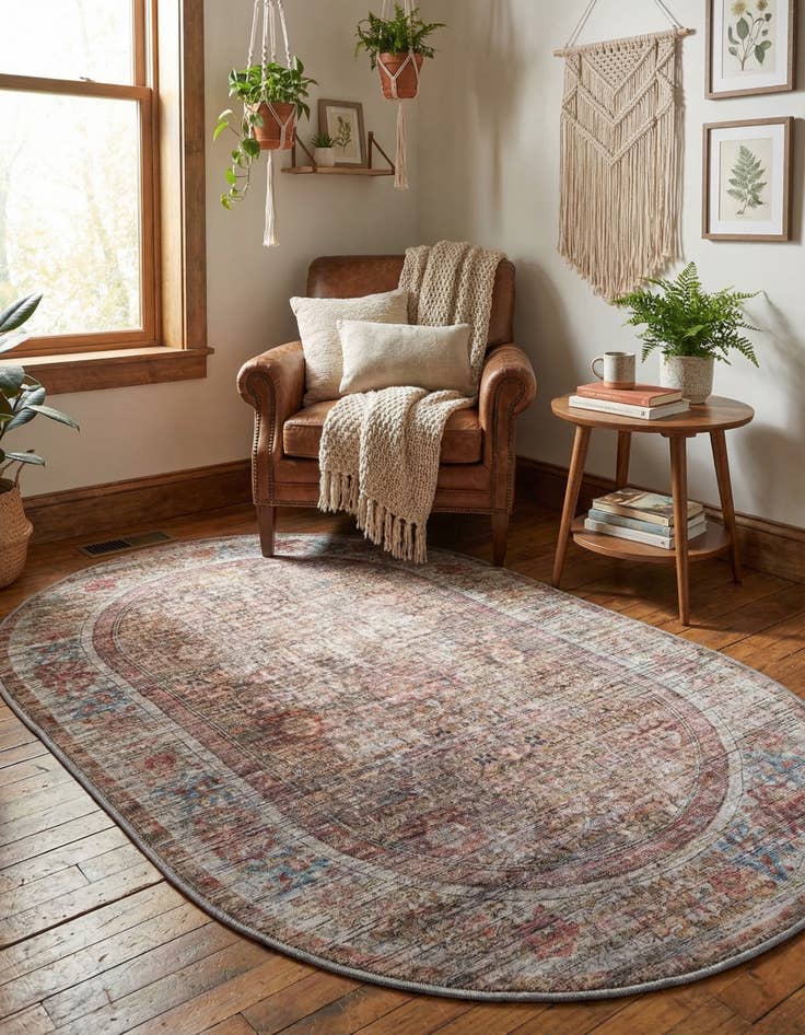 Detail image of 4' x 6' Washable Nostalgia Oval Rug