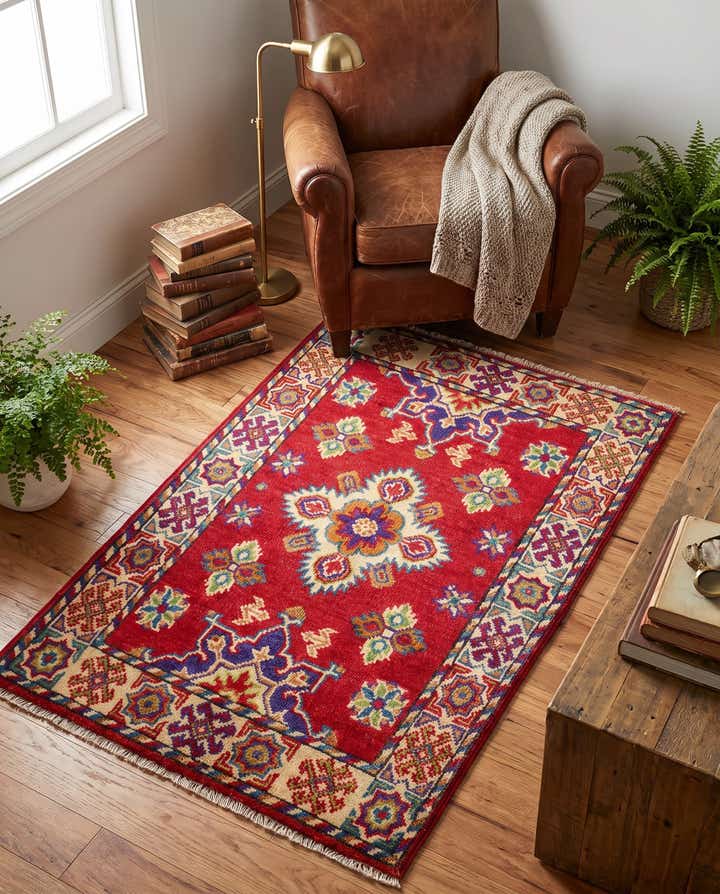 60cm x 95cm anudado a mano Kazak Alfombra