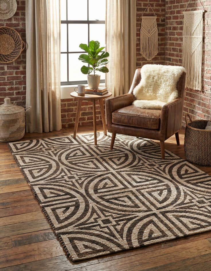 Detail image of 4' 1 x 6' 1 Hand Woven Chenille Jute Rug