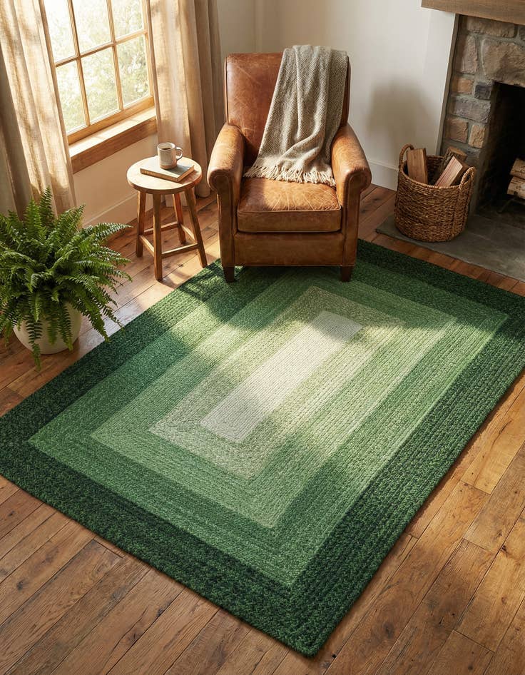 Detail image of 4' 1 x 6' 1 Handmade Hand Braided Wool Rug