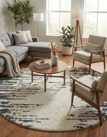 White Serenity Shag Round Rug