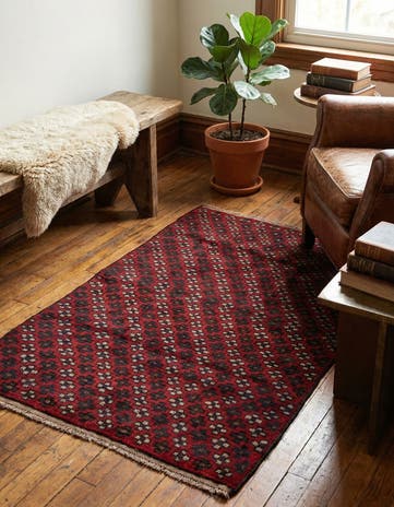 3' x 4' 7 Hand Knotted Balouch Persian Wool Rug