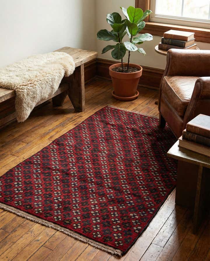 3' x 4' 7 Hand Knotted Balouch Persian Wool Rug