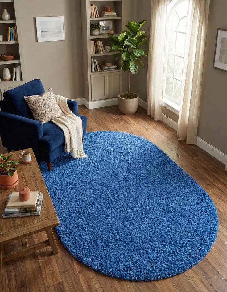 Detail image of 5' 3 x 8' Solid Shag Oval Rug