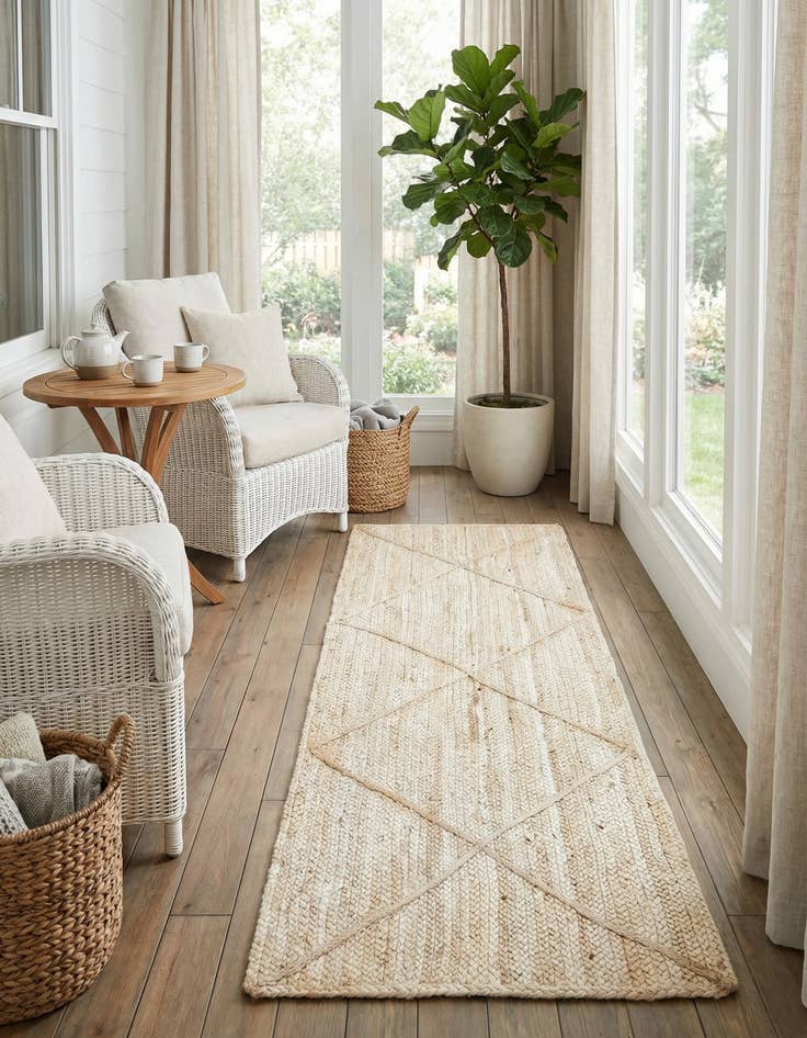 Detail image of 2' 2 x 6' 1 Handmade Braided Jute Runner Rug