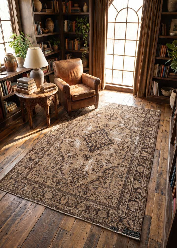 6' 5 x 9' 10 Hand Knotted Ultra Vintage Persian Wool Rug