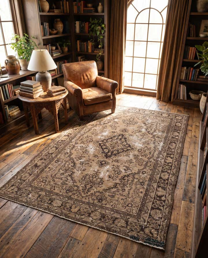 6' 5 x 9' 10 Hand Knotted Ultra Vintage Persian Wool Rug