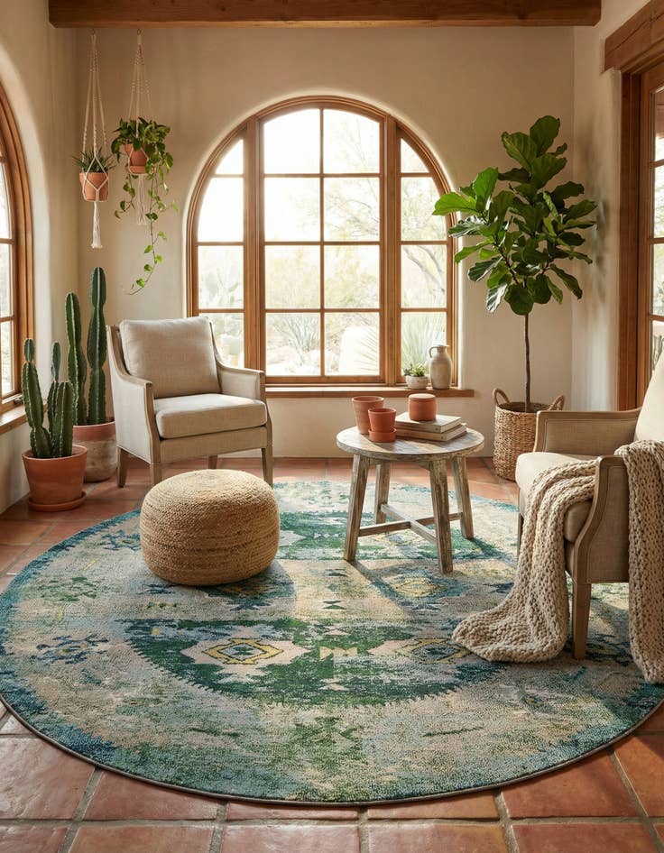 Detail image of 8' x 8'  Washable Alta Round Rug