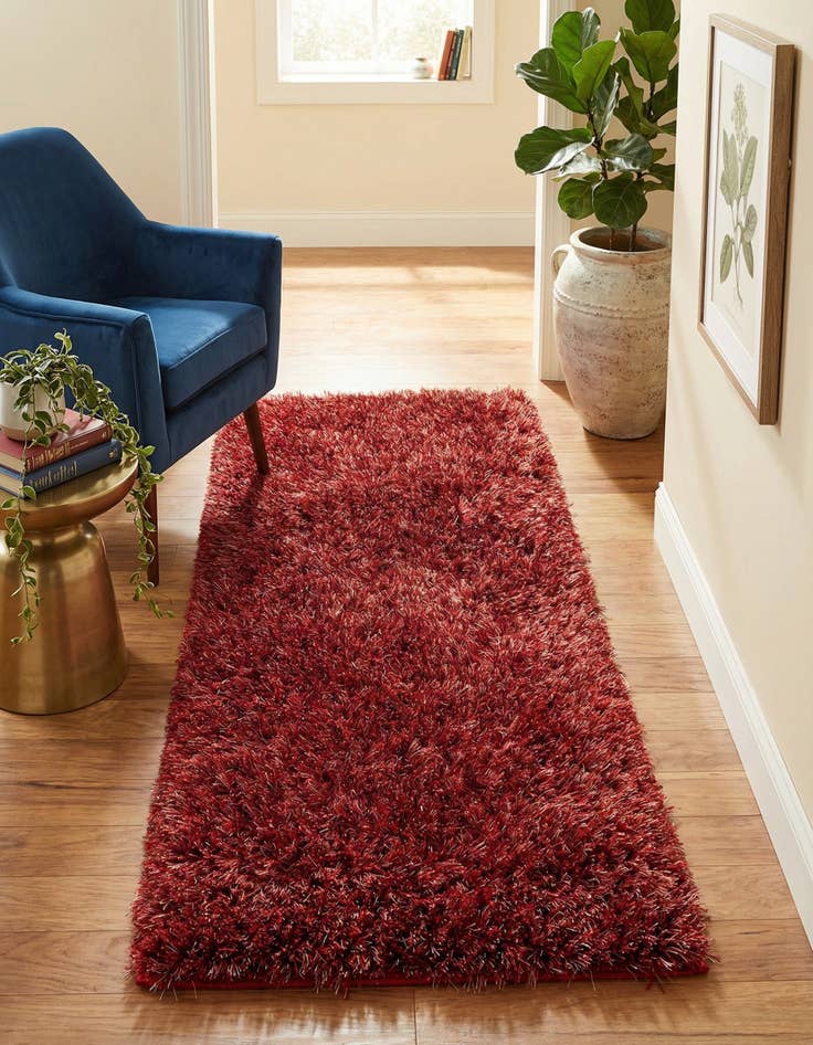 Detail image of 2' 5 x 4' 7 Hand Knotted Two-Tone Shag Oriental Runner Rug