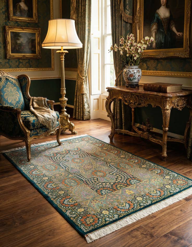 Detail image of 3' 4 x 5' 1 Ghom Silk Rug