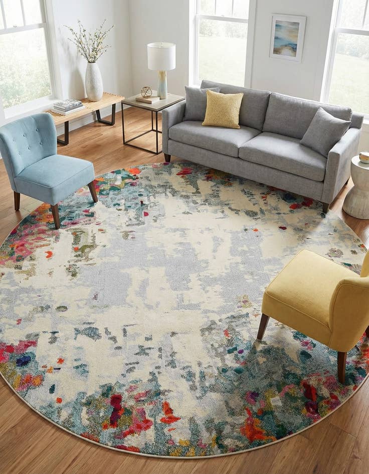 Detail image of 8' x 8'  Washable Spectrum Round Rug