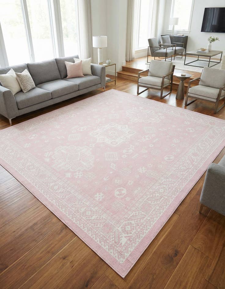 Detail image of 10' x 10' Easy-Clean Aztec Indoor / Outdoor Square Rug