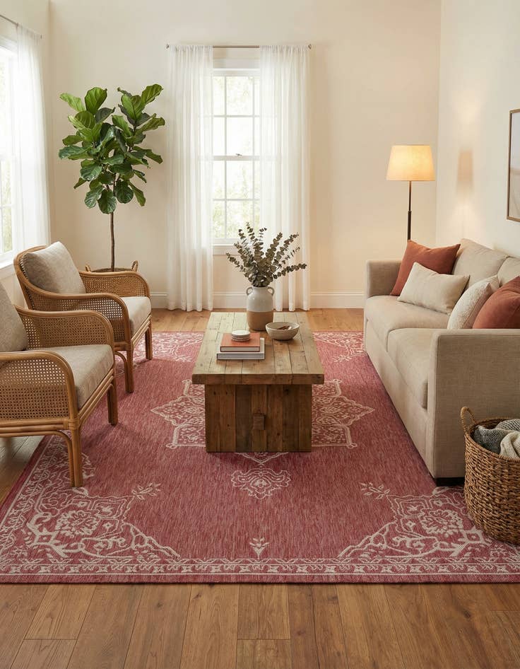 Detail image of 7' 10 x 10' Washable Traditional Indoor / Outdoor Rug