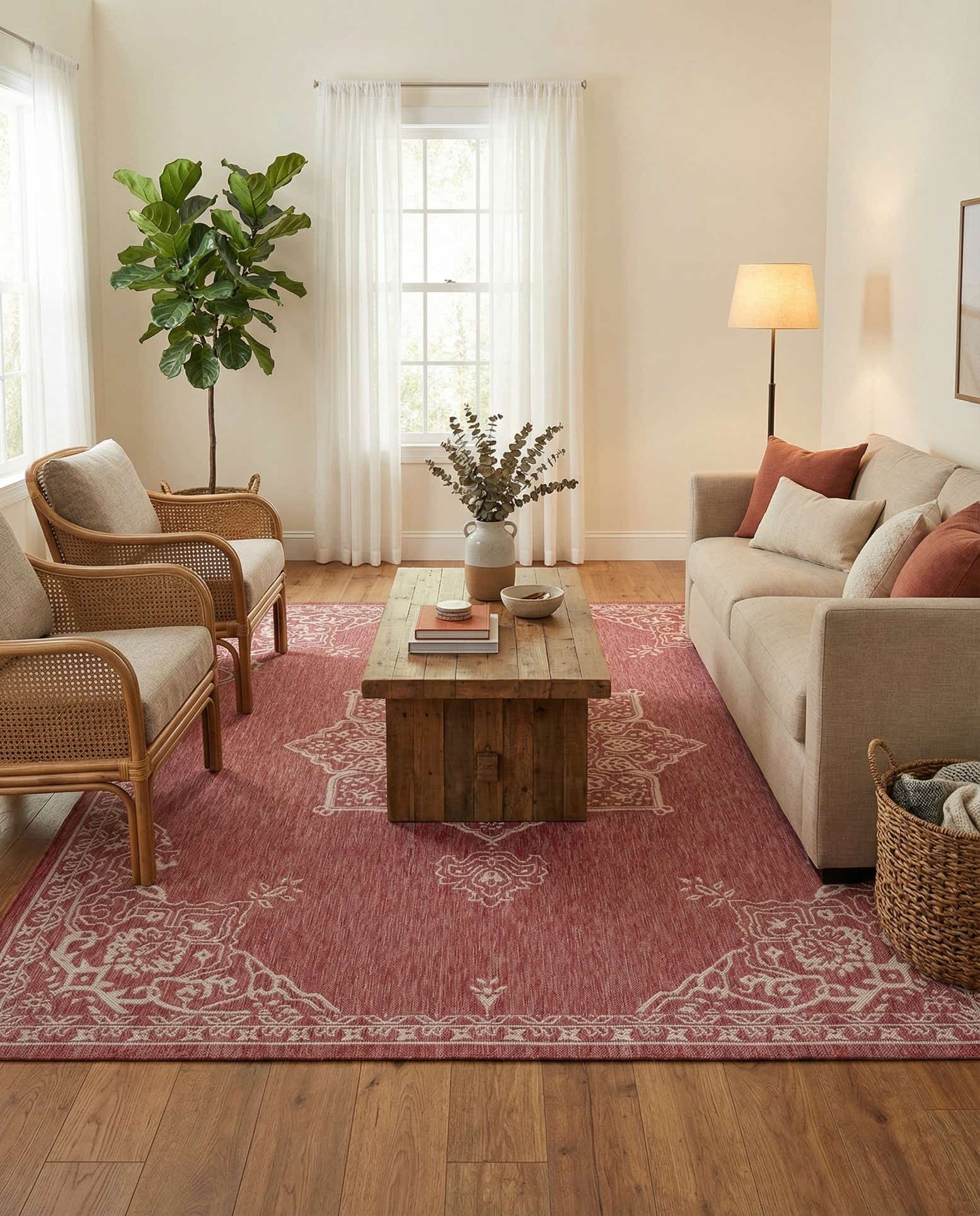 7' 10 x 10' Easy-Clean Traditional Indoor / Outdoor Rug