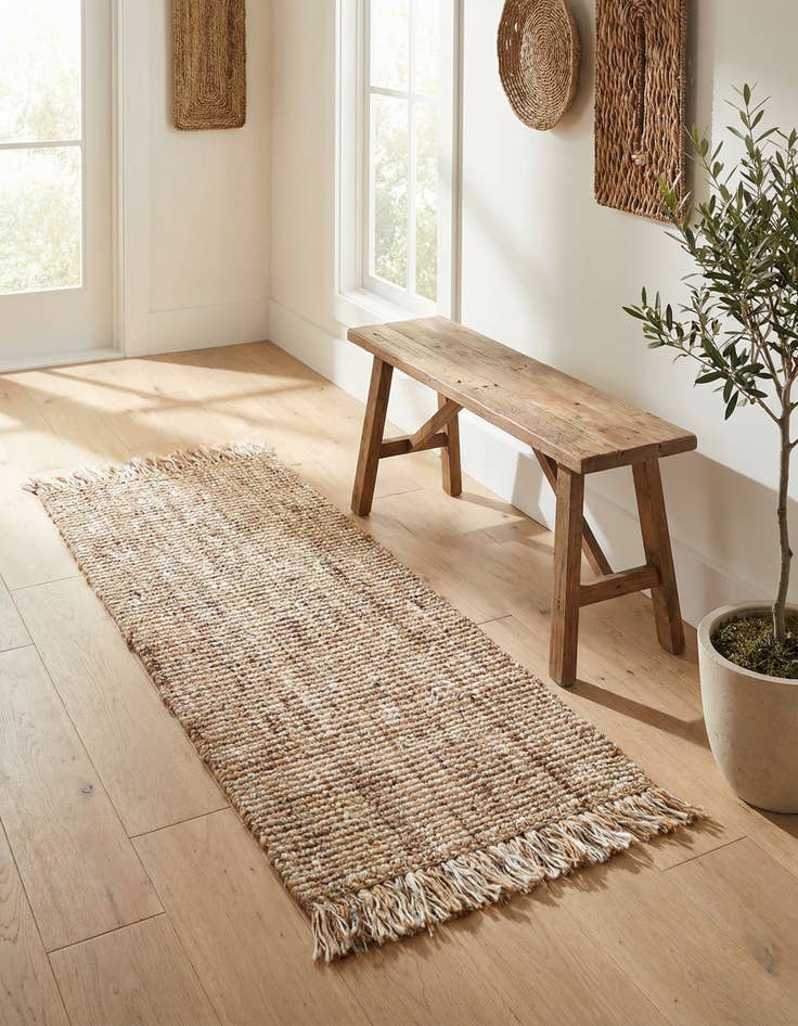 Detail image of 2' x 5' 1  Hand Woven Chunky Jute Runner Rug