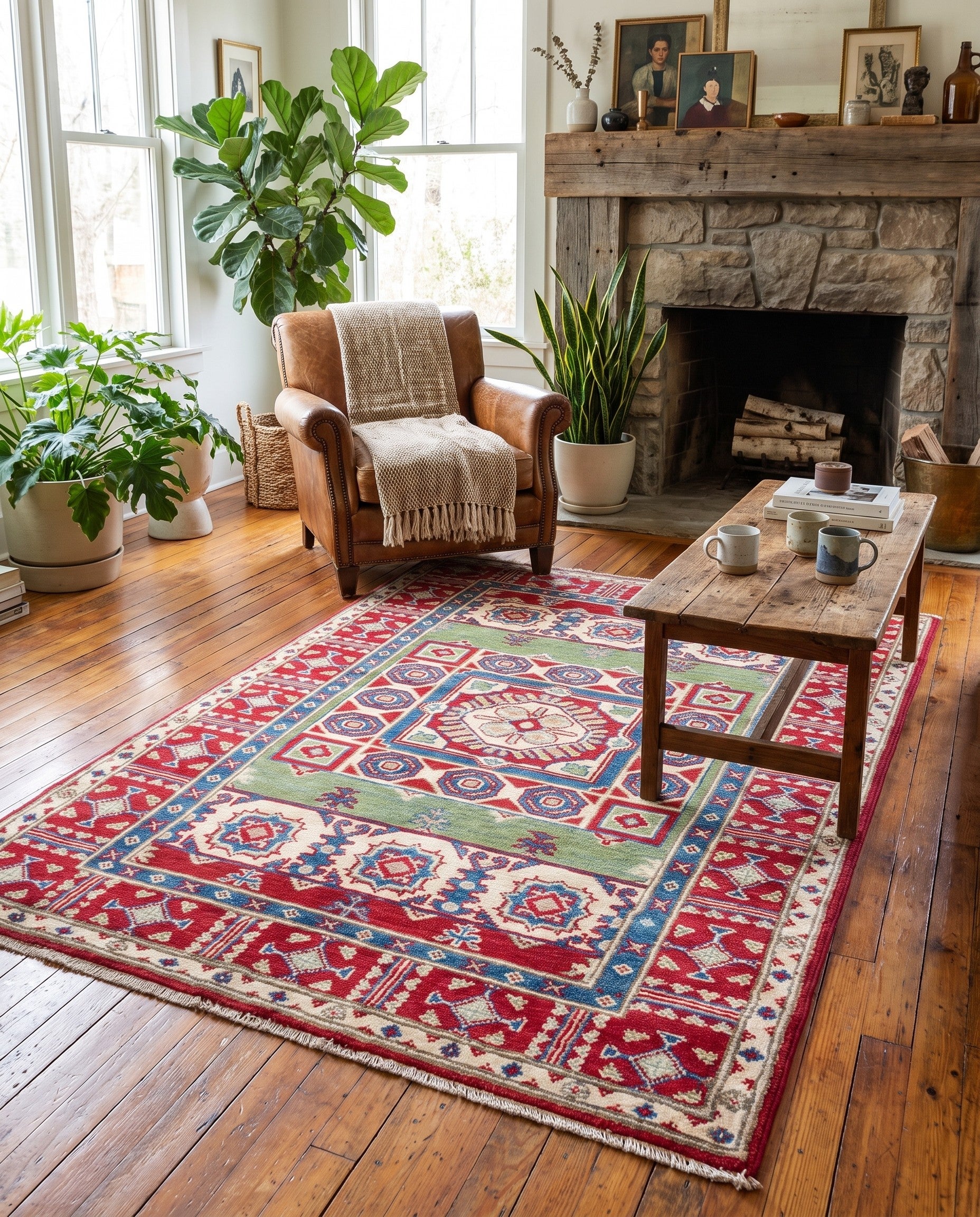 3' 5 x 5' Hand Knotted Kazak Rug