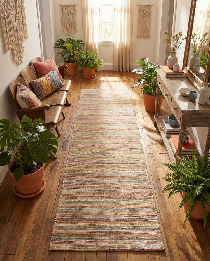 2' 7 x 13' 1 Hand Woven Happy Rugs Rainbow Weave Runner