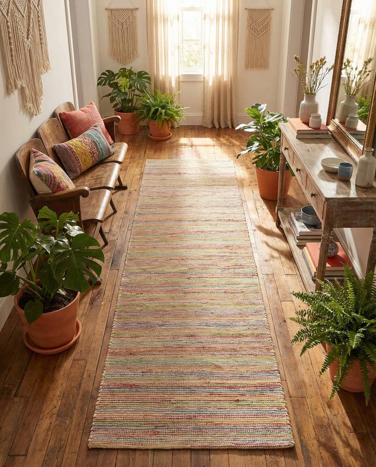 Detail image of 2' 7 x 13' 1 Hand Woven Happy Rugs Rainbow Weave Runner