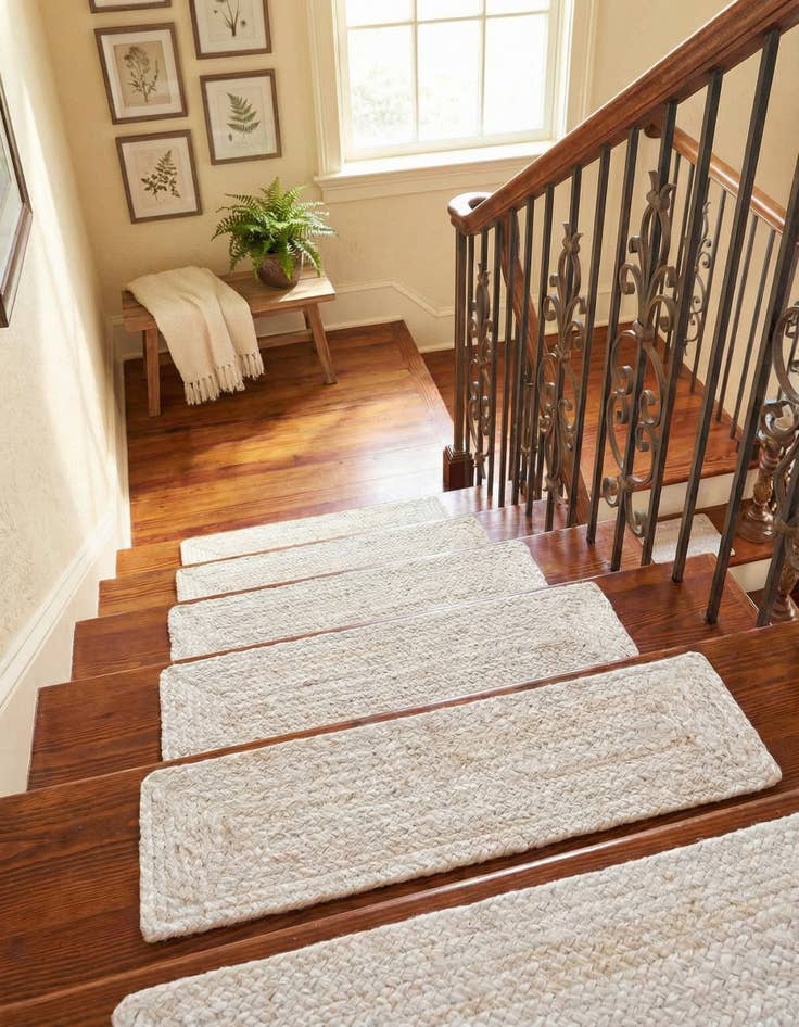 Detail image of 0' 9 x 2' 6  Hand Braided Jute Stair Rug