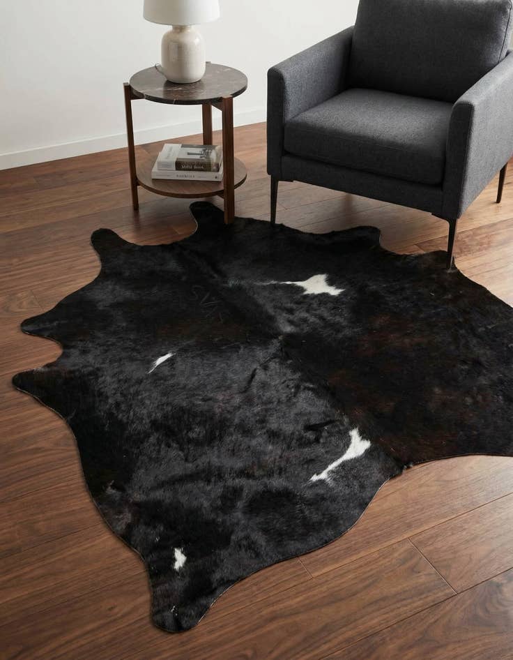 Detail image of 4' 8 x 5' 1 Cowhide Leather Square Rug