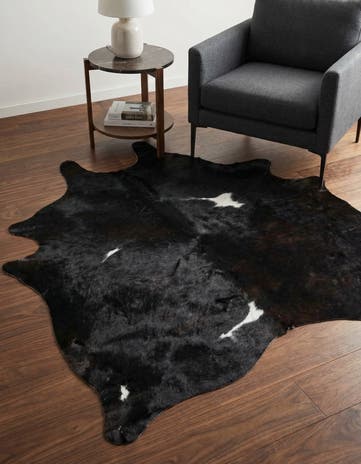 4' 8 x 5' 1 Cowhide Leather Square Rug