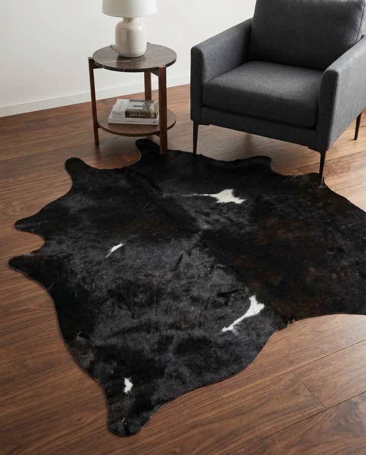 4' 8 x 5' 1 Cowhide Leather Square Rug