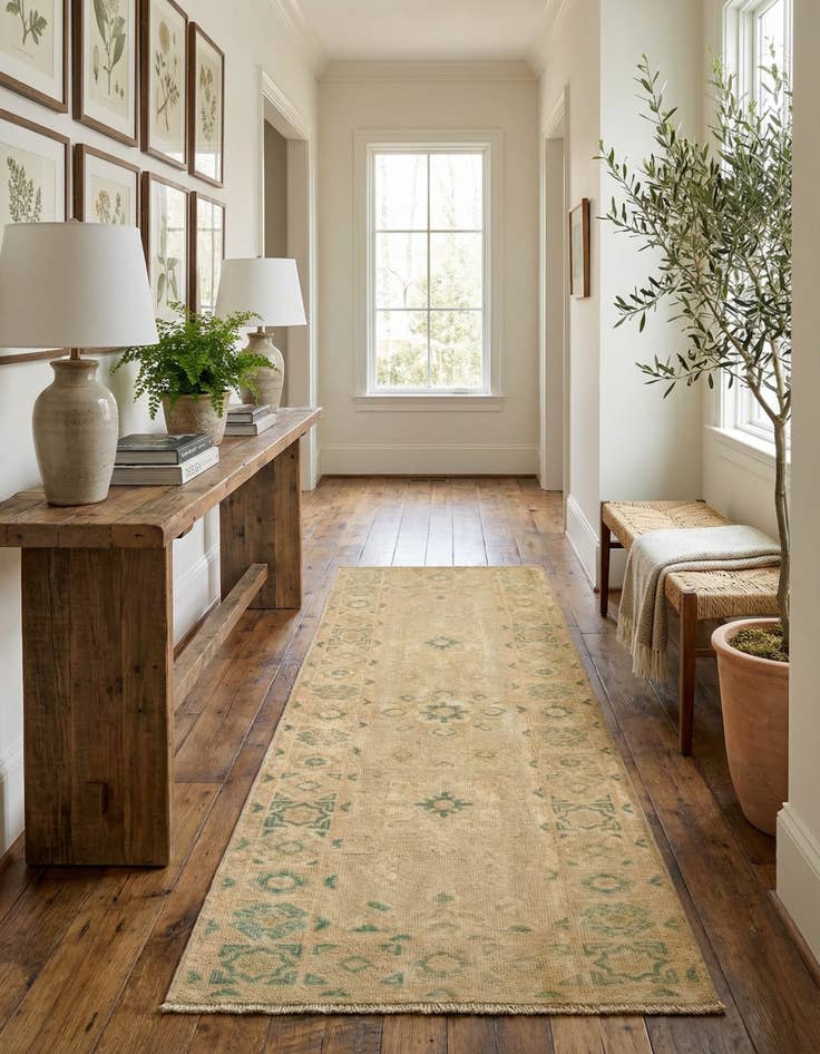 Detail image of 2' 2 x 5' 10 Hand Knotted Oushak Wool Runner Rug